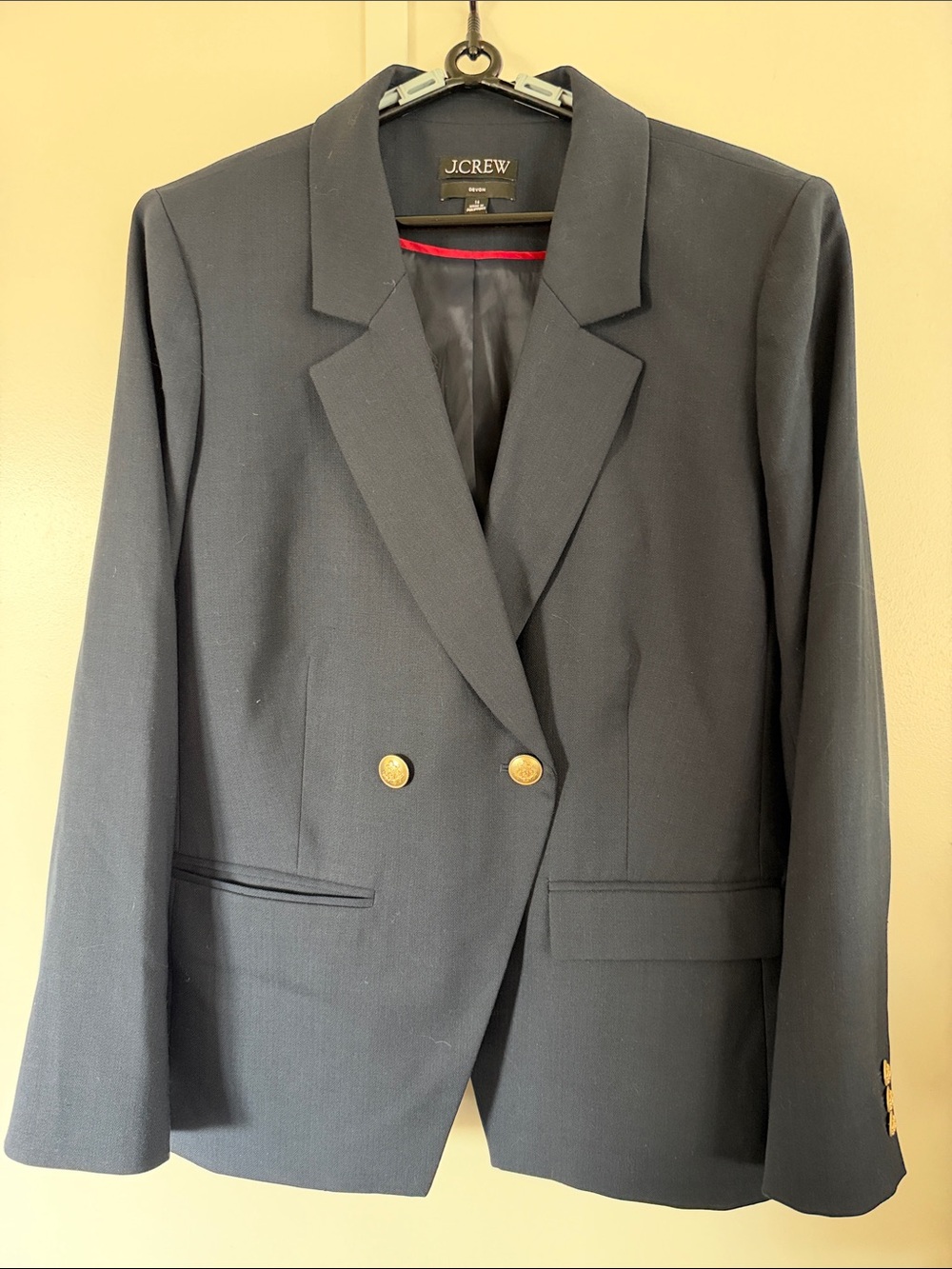 J. Crew Black Double-Breasted Blazer with Gold Buttons